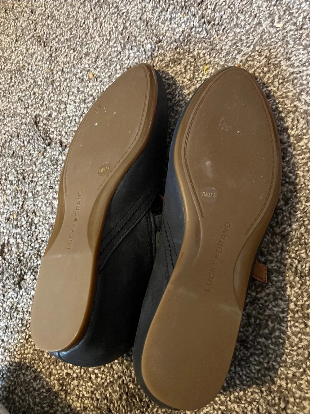 NEW Lucky Brand Black Leather Albajane Flats Shoes SZ 7